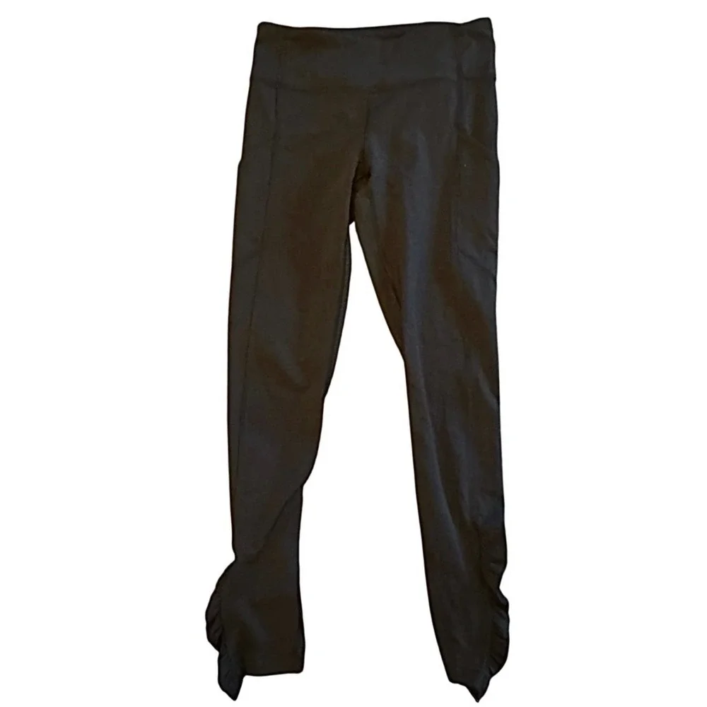 Lululemon High Rise Ruched‎ Ruffle Ankle Leggings Black Size 4